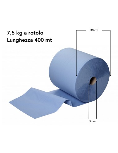 Bobina carta blu riciclata 7,5 kg Ultra resistente e assorbente | Bugari Shop