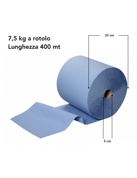 Bobina carta blu riciclata 7,5 kg Ultra resistente e assorbente | Bugari Shop