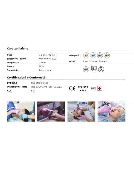 Guanti Monouso Nitrile Rosa (100 pz) | Bugari Shop