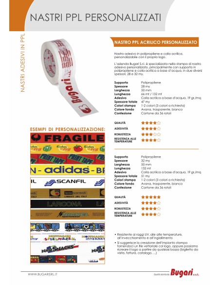 Nastro adesivo personalizzato 28 my mm 50 x 66 mt | Bugari Shop