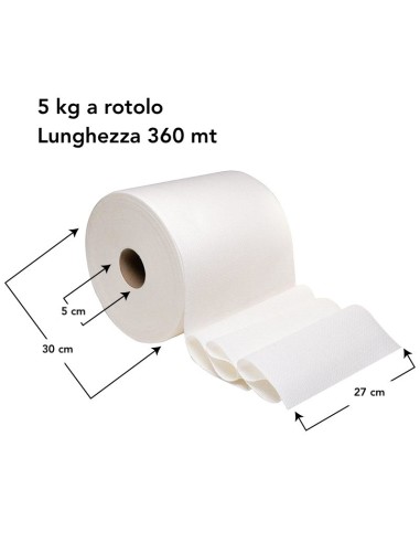 Bobina carta pura cellulosa liscia 5 kg – 360 mt Super resistente | Bugari Shop